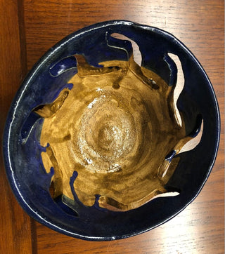 Brown and Blue Drip Bowl