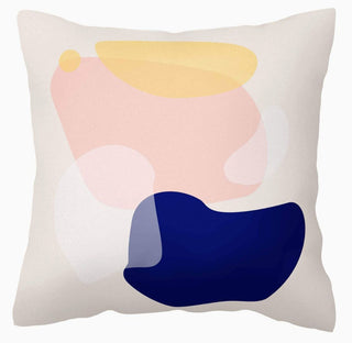 Blue, yellow, pink and White Modern Minimalist Abstract Throw Pillow