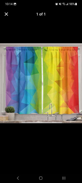 Ambesonne two panel Rainbow curtains, Abstract Polygons in Rainbow Colors 55 x 39