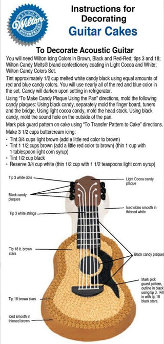 1977 Wilton Guitar Cake Pan Baking Mold #502-933, 18" cake