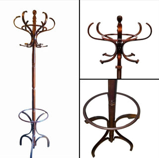 1970s Thonet Style Bentwood Mahogany Hall Tree, stand and rack 72" (T&M)