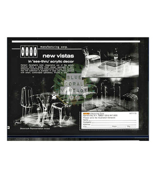 1970s Modern Acrylic Vistas collection See-thru armchair with cream velvet seat designed by Herbert Abraham by Hill Manufacturing  (As-Is)