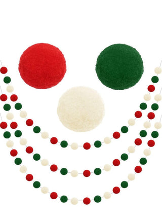 Christmas Pom Pom Garland 19.6Ft string ( to spread them out to your style)