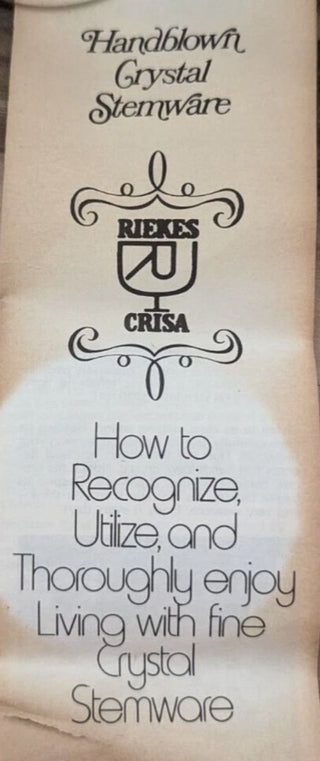 (7pc) 1960s Hand Blown Crystal Cocktail Serving Set Monterrey collection by Riekes-Crisa - 6 Coupes & One Handled Shaker Pitcher