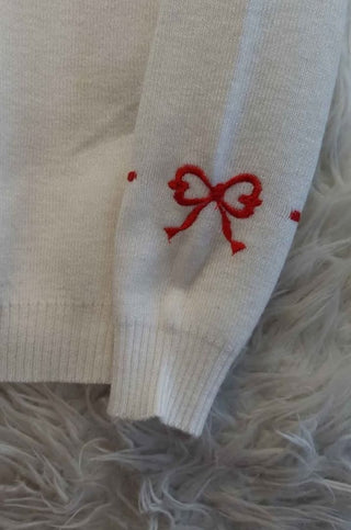 1970s Heart and Bow Embroidered Sweater - Shirley Designs by Cyn Les