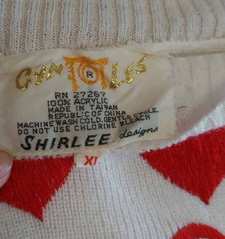 1970s Heart and Bow Embroidered Sweater - Shirley Designs by Cyn Les