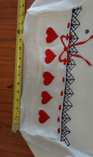 1970s Heart and Bow Embroidered Sweater - Shirley Designs by Cyn Les