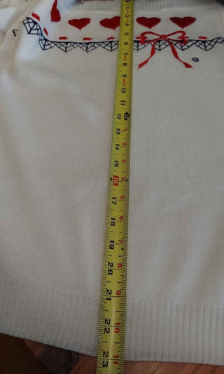 1970s Heart and Bow Embroidered Sweater - Shirley Designs by Cyn Les