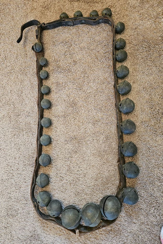 Vintage Sleigh Bells on Worn Leather Strap