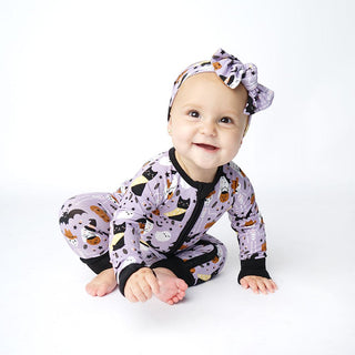 Spooky Cute Halloween Purple Bamboo Convertible Baby Pajame