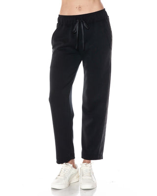 Straight Leg Scuba Pants with Faux Leather Side Detail