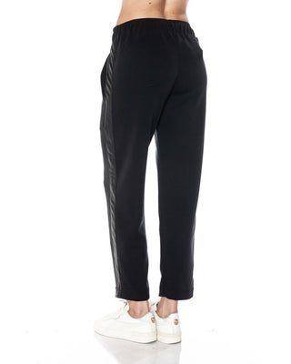 Straight Leg Scuba Pants with Faux Leather Side Detail