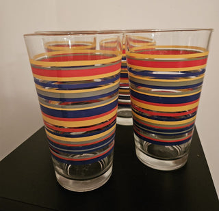 Vintage Libbey Fiesta Mambo Striped Cocktail Glasses SET OF 4