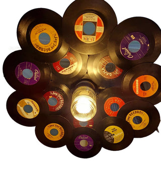 The Vinyl - Record Pendant Lamp.  Upcycled Vintage 45 RPM Vinyl Records lighting - plug in cord, bulb included. (AS-IS)