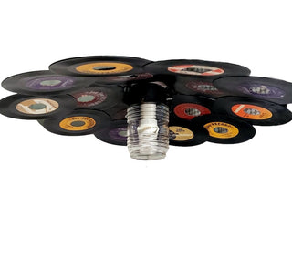 The Vinyl - Record Pendant Lamp.  Upcycled Vintage 45 RPM Vinyl Records lighting - plug in cord, bulb included. (AS-IS)