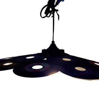 The Vinyl - Record Pendant Lamp.  Upcycled Vintage 45 RPM Vinyl Records lighting - plug in cord, bulb included. (AS-IS)