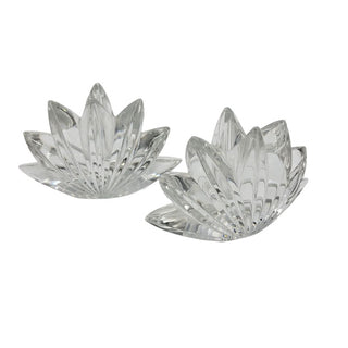 (2) Postmodern Crystal Lotus Flower candlestick holder by Mikasa FIRM - Price is Firm