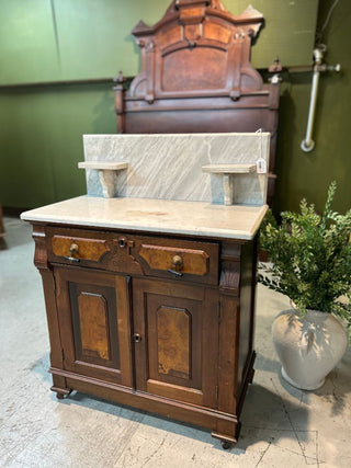 Victorian Marble-top Walnut Wash Stand 30Wx16Dx41H