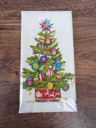 Vintage Christmas Tree Single Tea Towel 30" x 30"