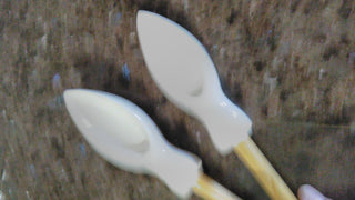 13" Hand Carved Wooden Salad Fork/Spoon Serving  Lemon