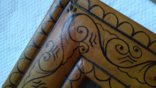 4X6 In Light Brown All Leather Picture Frame Western Deco Design