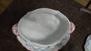 Nieman Marcus Tureen with Platter no Ladle Pink and Blue Made in Italy