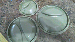 Set Of 3 Nesting Canisters With Lids Olive Green Kitchen Plastic Retro 1970's
