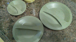 Set Of 3 Nesting Canisters With Lids Olive Green Kitchen Plastic Retro 1970's