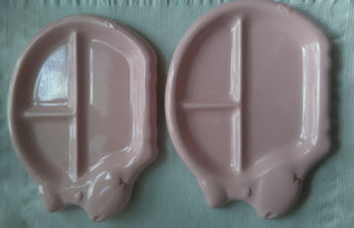 Set of 2 - Divided Pig Dish Pink