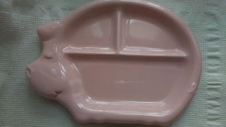 Set of 2 - Divided Pig Dish Pink