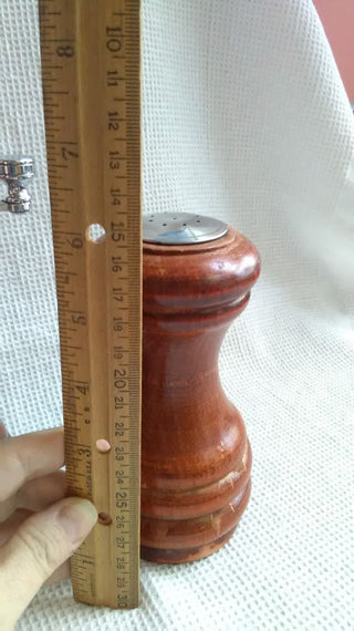 Vintage Wooden Salt & Pepper Shaker Grinder Grinder 6" Tall Heavy Farmhouse