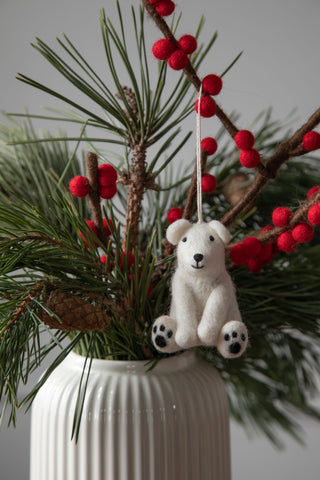 Sitting Polar Bear Felt Ornament