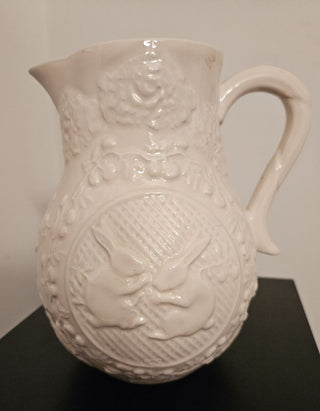 White Ceramic Portuguese Pitcher with Bunnies