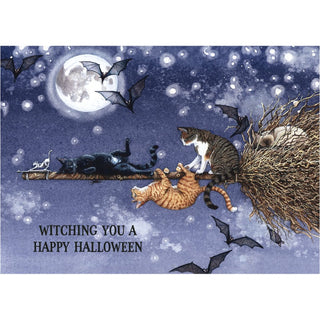 Witching You a Happy Halloween Card with Bats & Cats