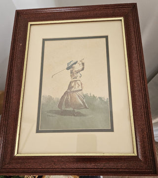 Vintage Print of Victorian Female Golfer