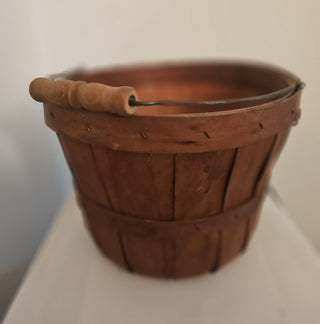 Wooden bushel basket bucket with handle