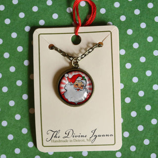 Retro Santa Pendant Necklace
