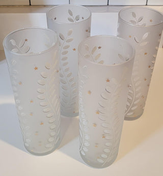 Set of 4 Libbey leaves/gold stars glasses (must sell as a set)