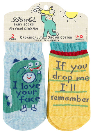 I Love Your Face / Drop Me - Set of 2 Baby Socks