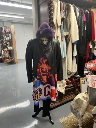 Alexander Julian Black Leather Jacket Chain Trim