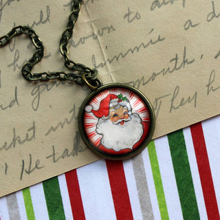 Retro Santa Pendant Necklace