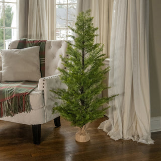 46" Faux Cedar Tree with Burlap Wrap