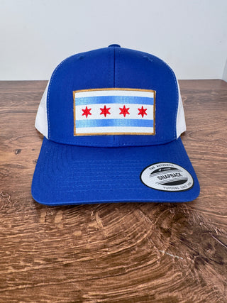 Chicago Flag Patch Trucker Hat - Blue & White