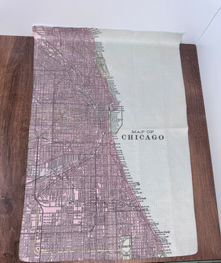Chicago Illinois Map Waffle Weave Kitchen Towel Tea Towel