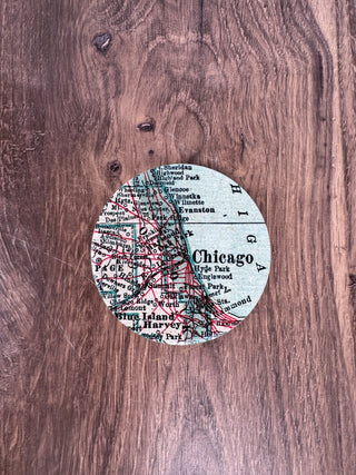 Chicago Illinois Vintage Map Ceramic and Cork Coaster
