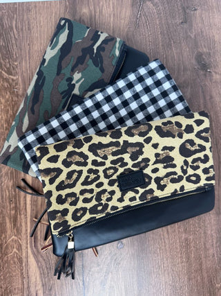 Foldover Buffalo & Brown Clutch