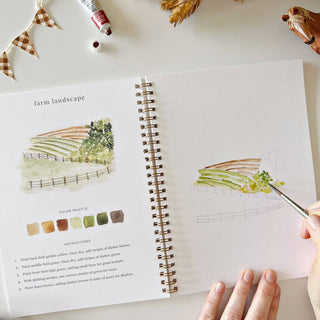 Farm Watercolor Workbook – 12 Beginner Farm Illustrations by Emily Lex