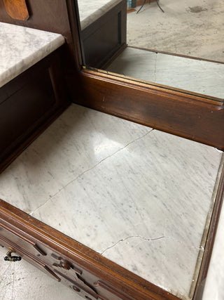 Victorian 6 Drawer Walnut Dresser with Mirror 47Wx19Dx52H