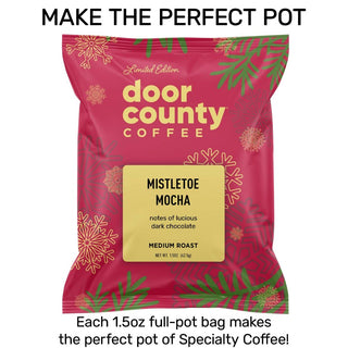 Mistletoe Mocha Holiday Flavored Coffee – 1.5 oz Full Pot Bag | Door County Coffee