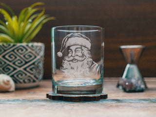 Vintage Inspired Santa Etched 12oz Tumbler Glass